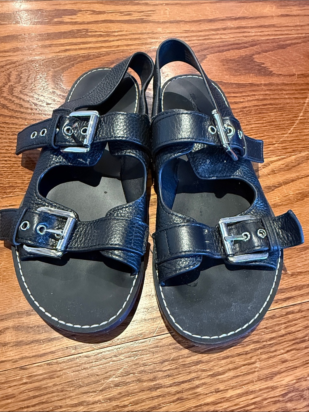 Madewell Black Double-Buckle Leather Sandals